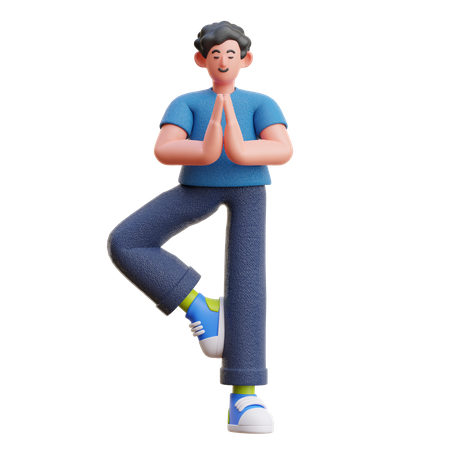 Hombre haciendo yoga  3D Illustration