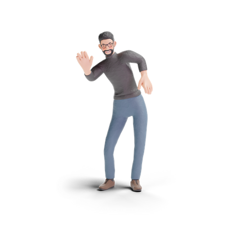 Hombre hipster agitando gesto  3D Illustration