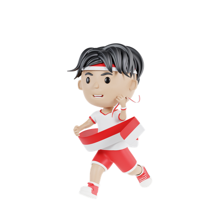 Hombre indonesio corriendo  3D Illustration