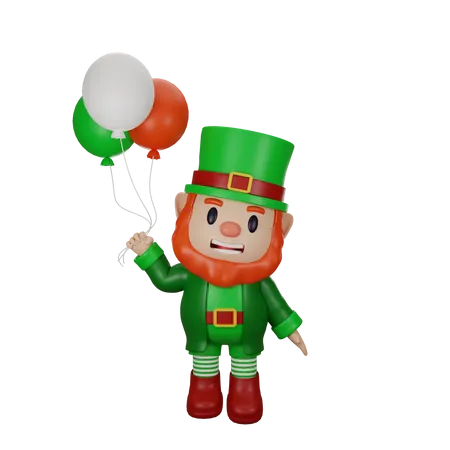 Hombre irlandés sosteniendo globos  3D Illustration