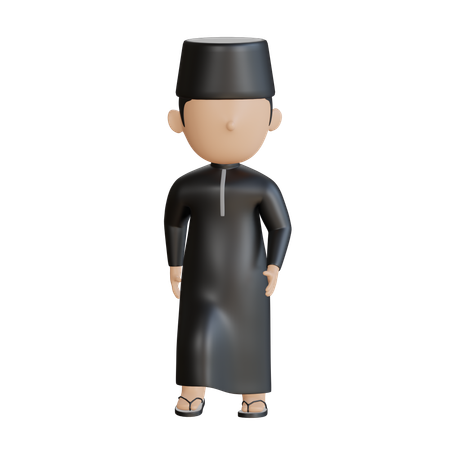 Hombre islámico dando pose de pie  3D Illustration