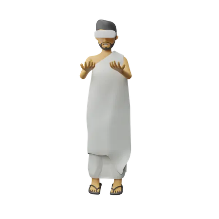 Hombre islámico disfrutando del mundo virtual  3D Illustration