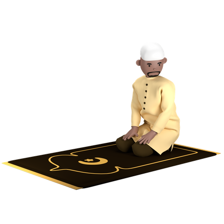 Hombre islámico en pose de Salam  3D Illustration