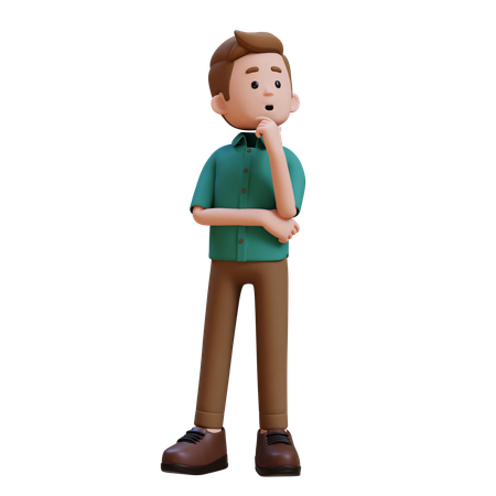 Joven dando pose de pensamiento  3D Illustration