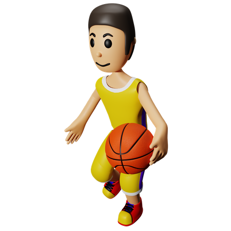 Hombre jugando baloncesto  3D Illustration