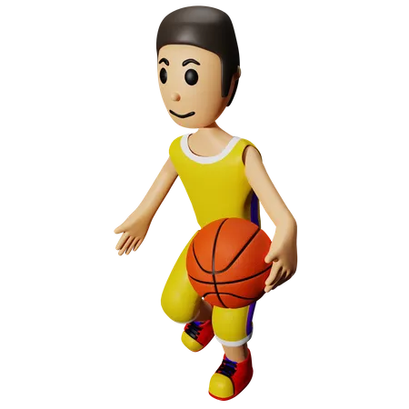 Hombre jugando baloncesto  3D Illustration