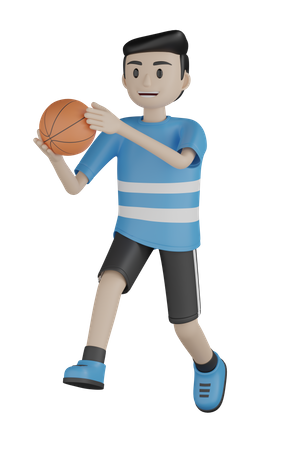 Hombre jugando baloncesto  3D Illustration