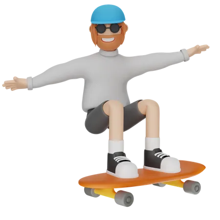 Hombre jugando patineta  3D Illustration