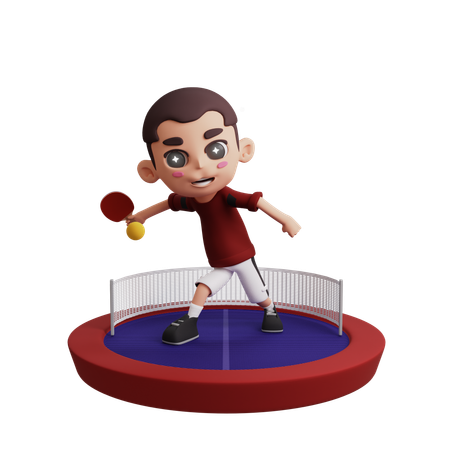 Hombre jugando tenis de mesa  3D Illustration