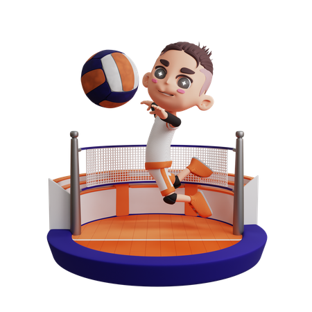 Hombre jugando voleibol  3D Illustration