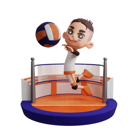 Hombre jugando voleibol  3D Illustration