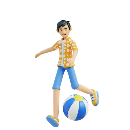 Hombre jugar pelota de playa  3D Icon