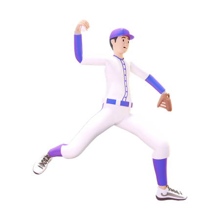 Hombre lanzando béisbol  3D Illustration