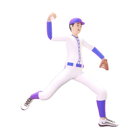 Hombre lanzando béisbol  3D Illustration