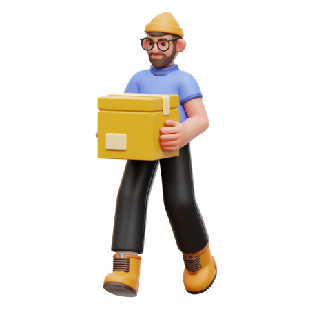 Hombre levantando caja  3D Illustration