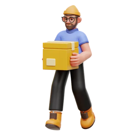 Hombre levantando caja  3D Illustration