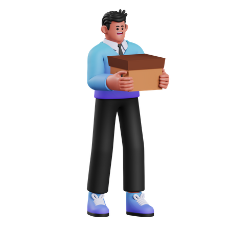 Hombre levantando caja  3D Illustration
