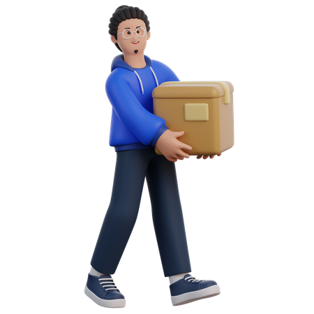 Hombre levantando caja  3D Icon