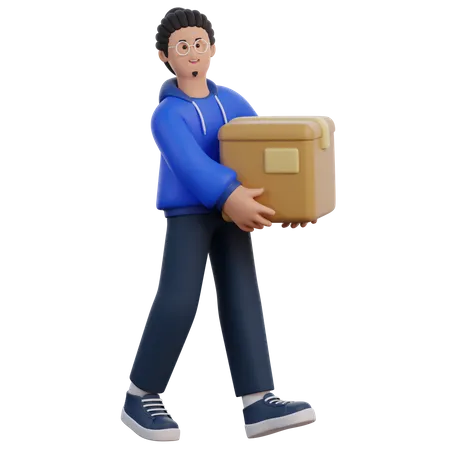 Hombre levantando caja  3D Icon