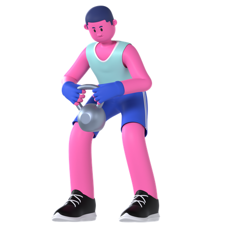 Hombre levantando pesas rusas  3D Illustration