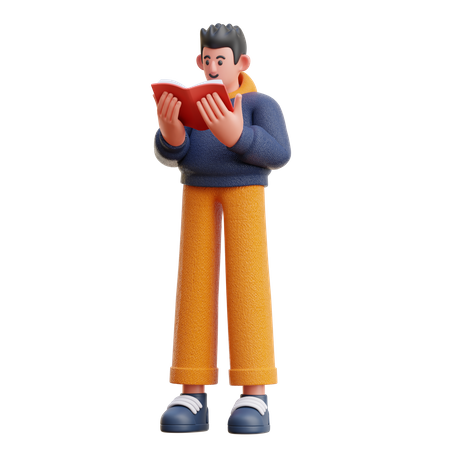 Hombre leyendo libro  3D Illustration