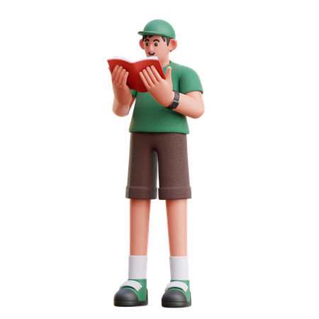 Hombre leyendo libro  3D Illustration
