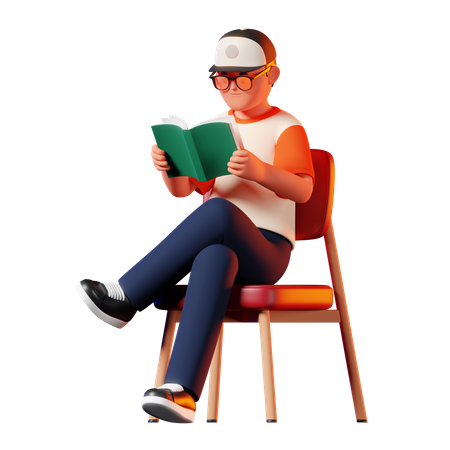 Hombre leyendo un libro pose  3D Illustration