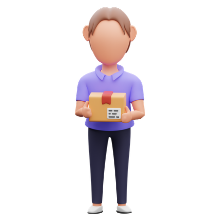 Hombre llevando paquete  3D Icon
