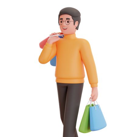 Hombre manipulando bolsas  3D Illustration