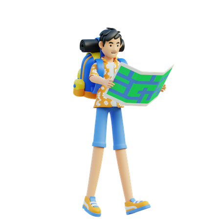 Hombre Abrir Mapa  3D Icon