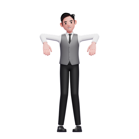 Hombre, marioneta, pose, llevando, un, gris, oficina, chaleco  3D Icon