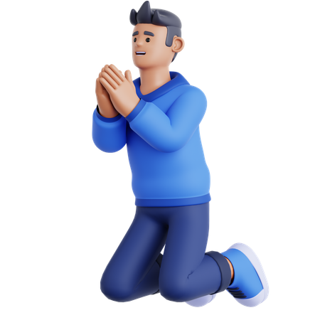 Hombre mendigando  3D Icon