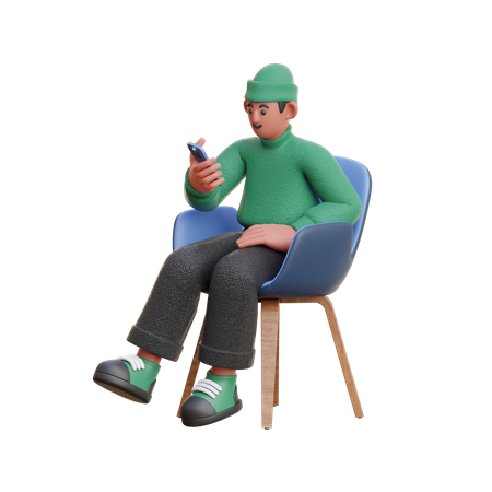 Hombre mirando el móvil  3D Illustration