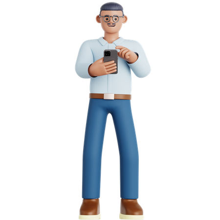 Hombre mirando su teléfono  3D Icon