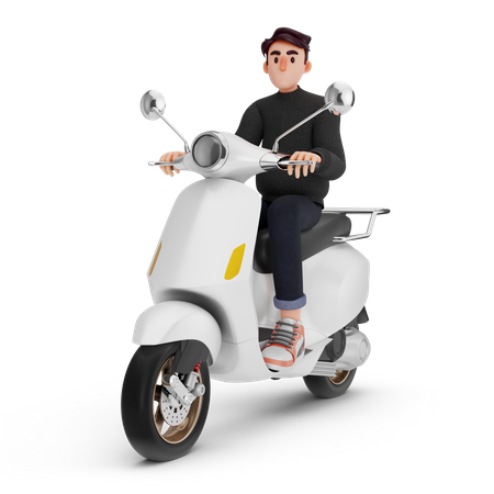 Hombre montado en scooter  3D Icon