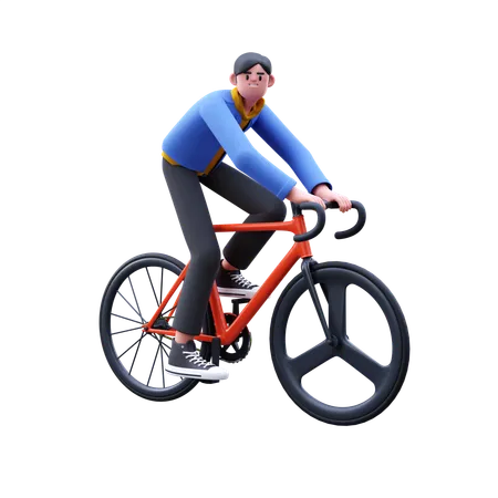 Hombre andando en bicicleta  3D Illustration