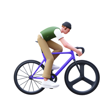 Hombre andando en bicicleta  3D Illustration