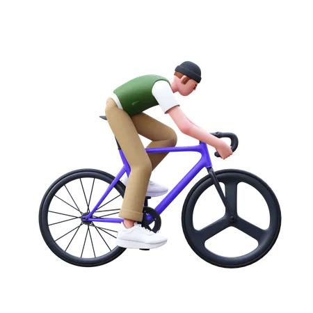 Hombre andando en bicicleta  3D Illustration