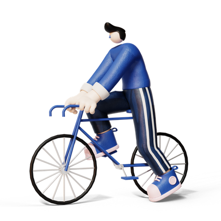 Hombre andando en bicicleta  3D Illustration