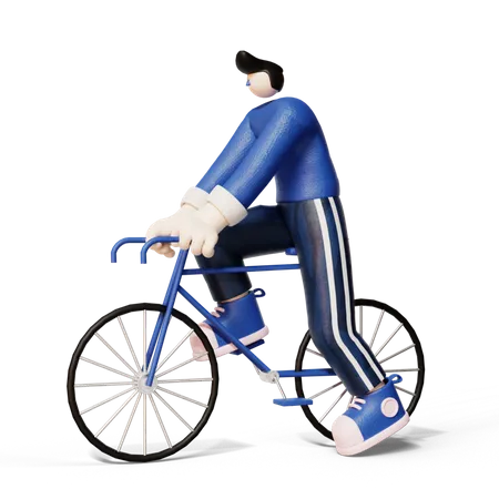 Hombre andando en bicicleta  3D Illustration
