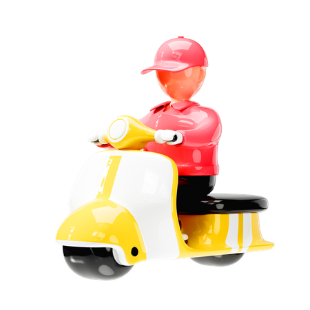 Hombre montando scooter  3D Icon