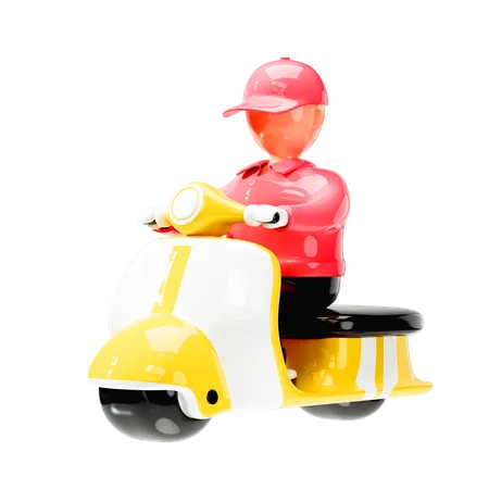 Hombre montando scooter  3D Icon