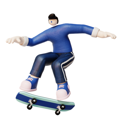 Hombre montando patineta  3D Illustration