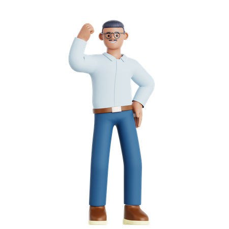 Hombre mostrando el músculo del brazo  3D Icon