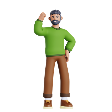 Hombre mostrando el músculo del brazo  3D Icon