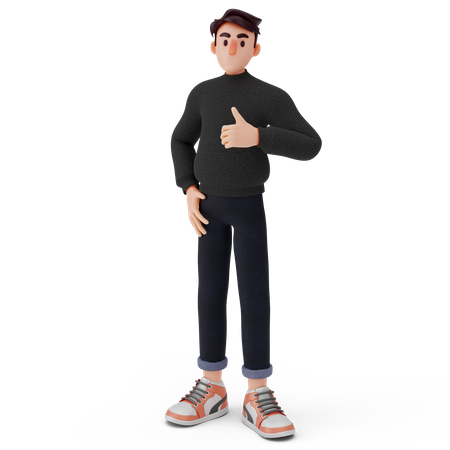 Hombre mostrando el pulgar hacia arriba  3D Illustration