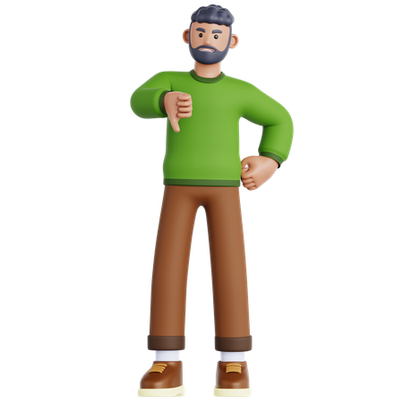 Hombre mostrando el pulgar hacia abajo  3D Icon