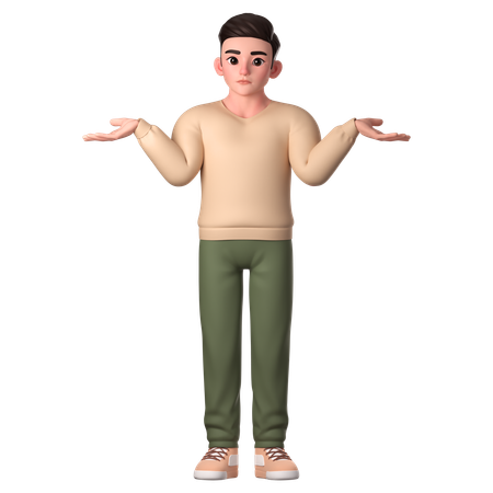 Hombre mostrando gesto de encogimiento de hombros  3D Illustration
