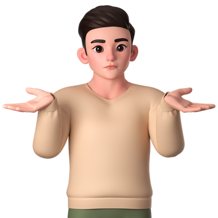 Hombre mostrando gesto de encogimiento de hombros  3D Illustration