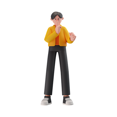 Hombre mostrando gesto de silencio  3D Icon